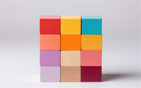 premium photo set  cheerful wood blocks  white background