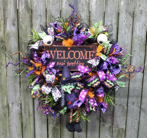 Halloween Witch Wreath Halloween Front Door Witch Front Etsy Halloween Witch Wreath