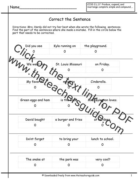 Sentence Correcting Worksheets