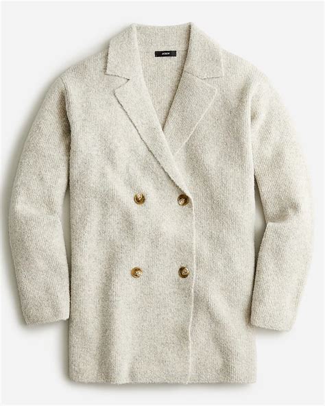 Jcrew Wool Blend Bouclé Double Breasted Sweater Blazer For Women