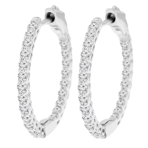 1ct Tw Newborn Lab Created Diamond Hoop Earrings In 14k White Gold Ramseys Diamond Jewelers