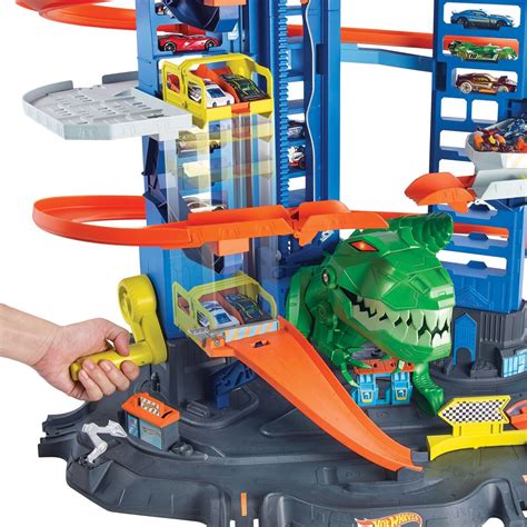 Hot Wheels Mega Garaż T Rex a tor wyścigowy Moders