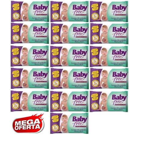 Kit 16 Pacotes Lenços Umedecidos 50Un Baby Free Submarino