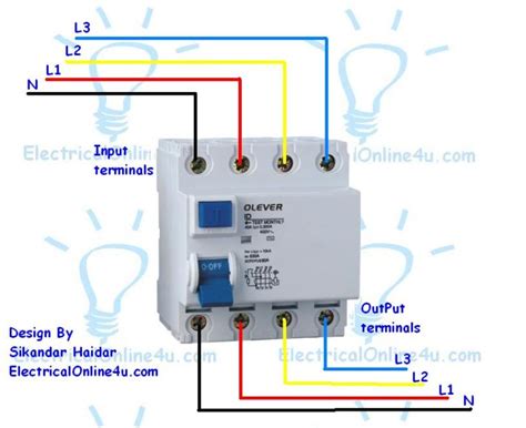 4 Pole Rccb Rcd Wiring Diagram For 3 Phase 4 Wire System Electrical