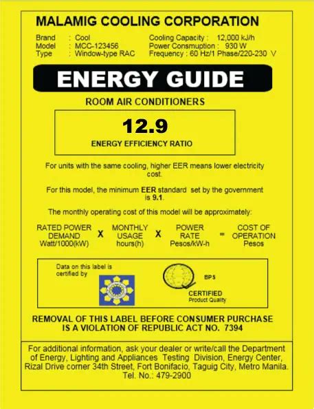 Understanding The Energy Guide Label Eef And Eer Label Philippines