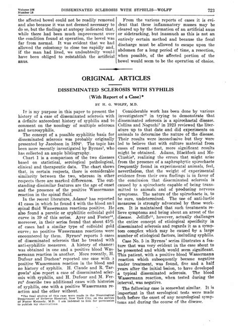 Disseminated Sclerosis With Syphilis The Boston Medical And Surgical Journal