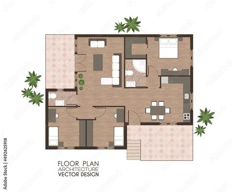 Architectural Design Vector Floor Plan Of A House Illustration Stock