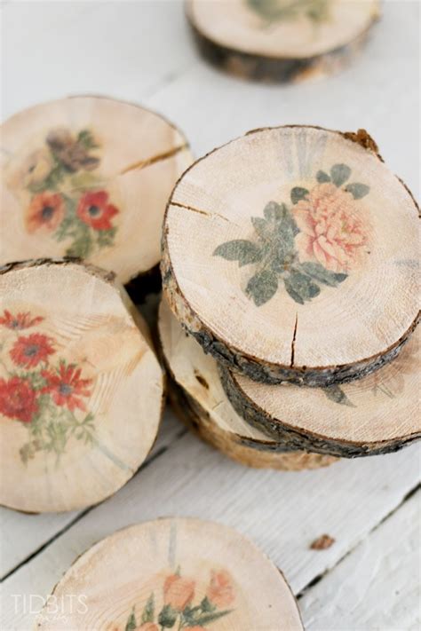 Botanical Wood Slices Tutorial Easy Diy Image Transfer Method Ella