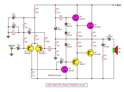 100 Watts Otl Amplifier Circuit Using Transistor Eleccircuit