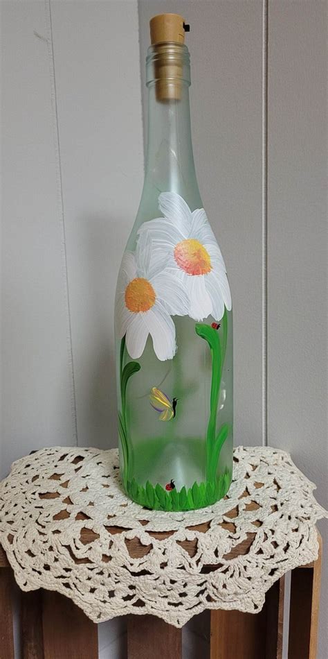 A45 Hand Painted Wine Bottle With Fairy Lights Etsy