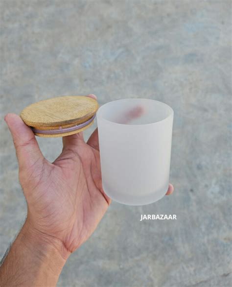 150 Gram Frosted Candle Jar With Wooden Lid JarBazaar