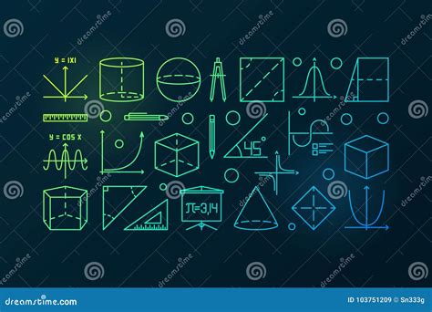 Trigonometry Colorful Line Illustration or Banner Stock Vector ...