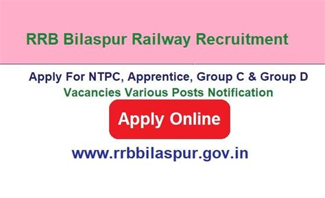 Rrb Bilaspur Railway Recruitment 2025 Apply Online For Ntpc Apprentice