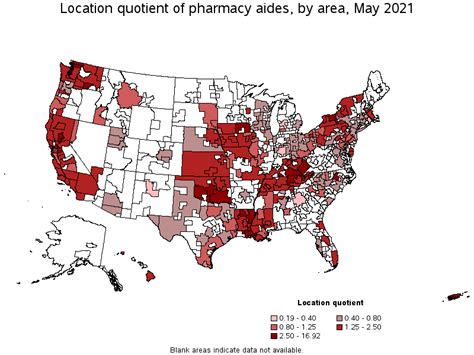 Map Of Location Quotient Of Pharmacy Aides By Area May