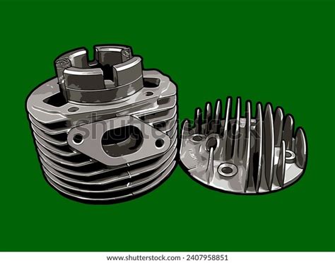cylinder head  stroke scooter engine stock vector royalty