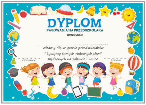 Dyplom Pasowania Na Przedszkolaka Wz R Szkolnenaklejki Pl