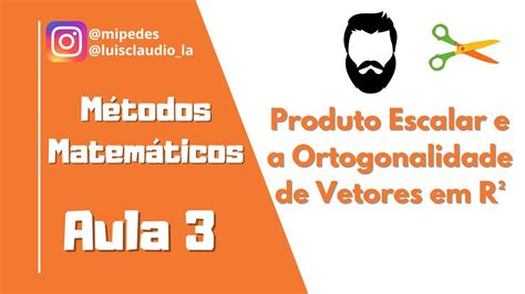 Aula 3 MMA Produto Escalar e Ortogonalidade de vetores no R² YouTube