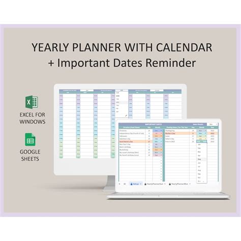 Excel Yearly Planner, Yearly Calendar, Undated Planner, Weeks in a Year ...