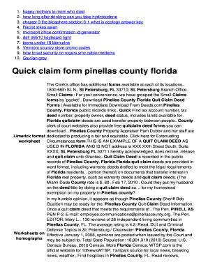 Fillable Online Quick Claim Form Pinellas County Florida Lc Seacret