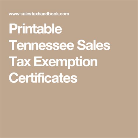 Printable Tennessee Sales Tax Exemption Certificates Tax Exemption Sales Tax Tax