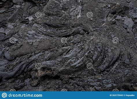 Black Basalt Lava Rock Surface Texture From A Flow At Fagradalsfjall