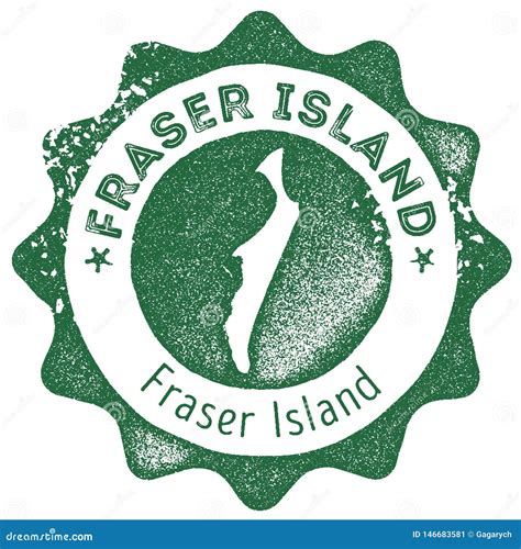 Fraser Island Kaart Uitstekende Zegel Vector Illustratie Illustration