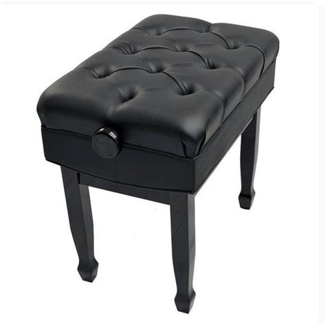 Black High Polish Adjustable Piano Bench Extra Thick Padding Jansen