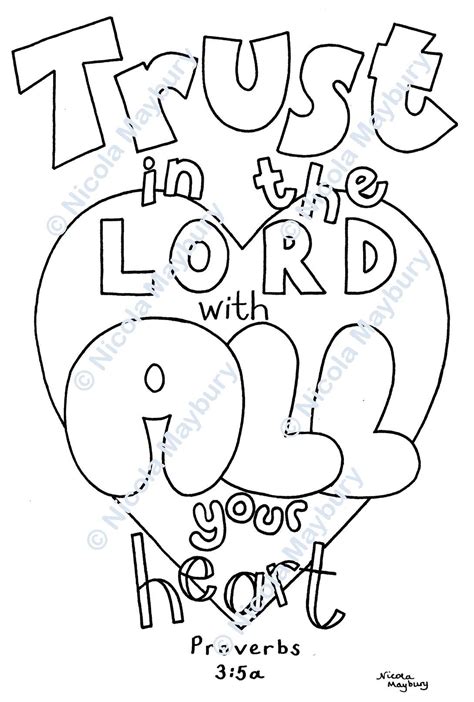 Christian Colouring Pages Trust In The Lord With All Your Heart