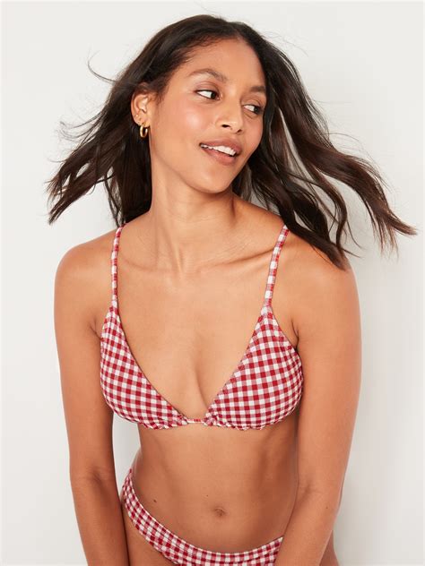 Gingham Textured Triangle Bikini Swim Top Old Navy