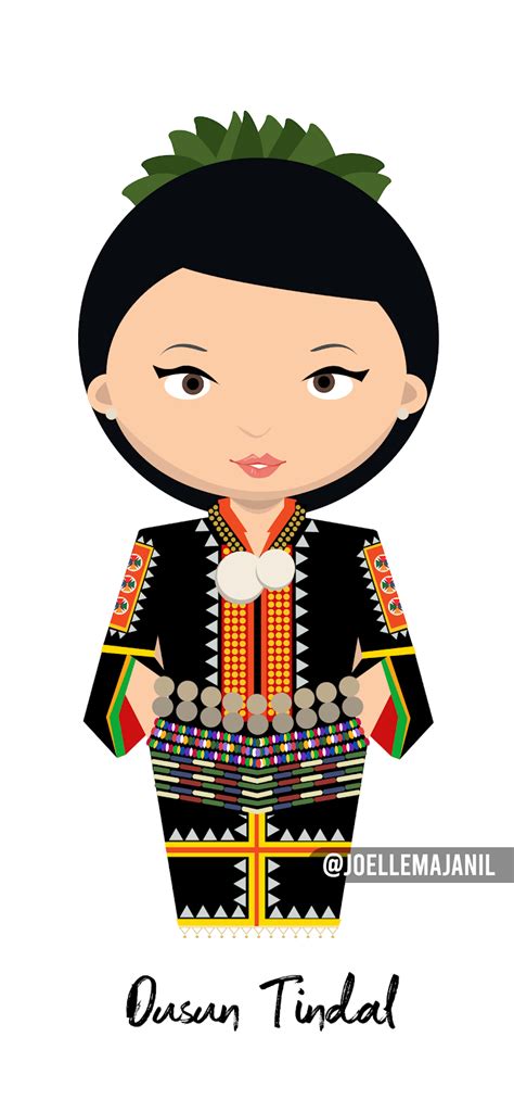 Kadazandusun Traditional Costume Flat Vector Illustration - Joelle Majanil