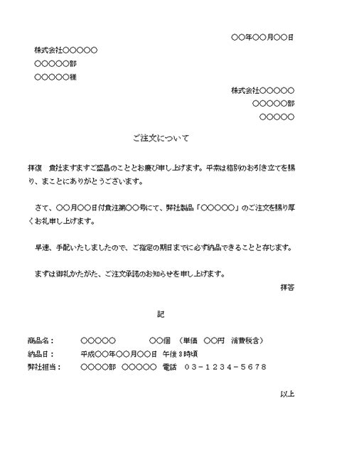 ビジネス文書の書き方 商品の注文 1