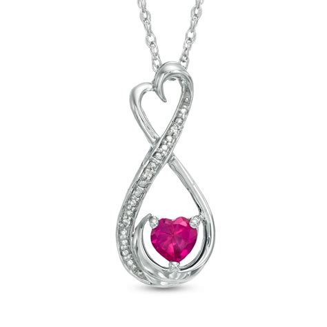 50mm Heart Shaped Lab Created Ruby And Diamond Accent Infinity Heart