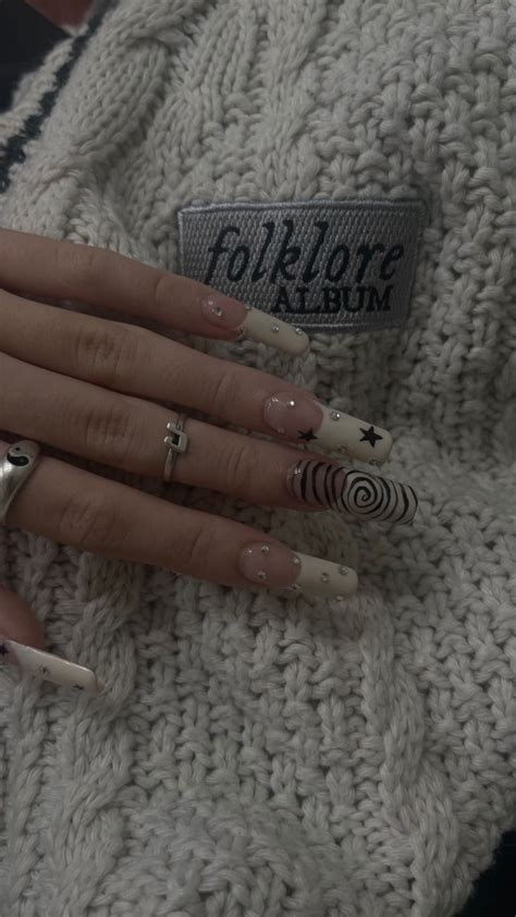 folklore acrylic nails | Taylor swift nails, Racing nails, Pink acrylic ...