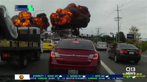 Dramatic Dash Cam Video Shows Small Plane Crashing On Washington Road