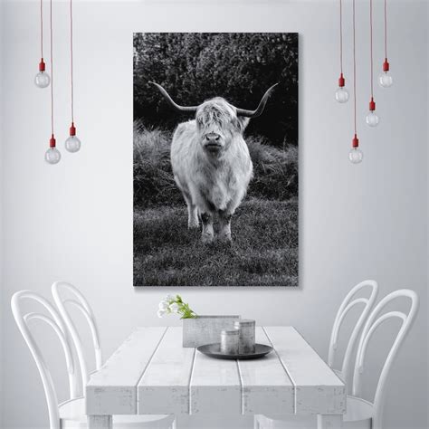 Highland Hippie Cow Wall Painting Decor Longhorn Cow Print Etsy