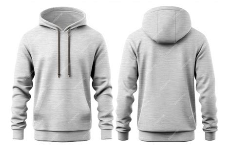 Premium Ai Image Isolated On White Mens Grey Blank Hoodie Template