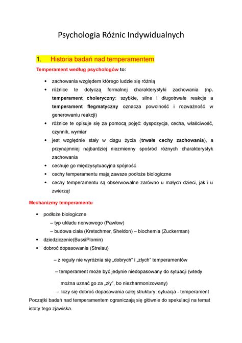 Różnice Indywidualne psychologia różnic indywidualnych temperament