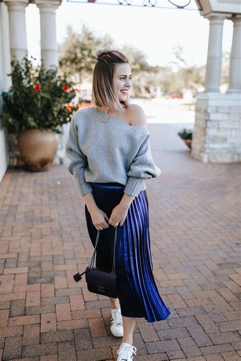 How To Style A Pleated Midi Skirt With Sneakers Pleated Midi Skirt