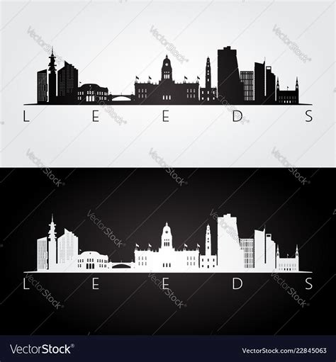 Leeds Skyline And Landmarks Silhouette Royalty Free Vector