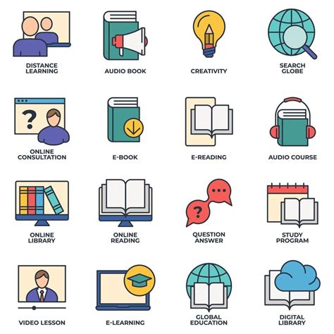 Set Of E Learning Online Education Icon Logo Vector Illustration