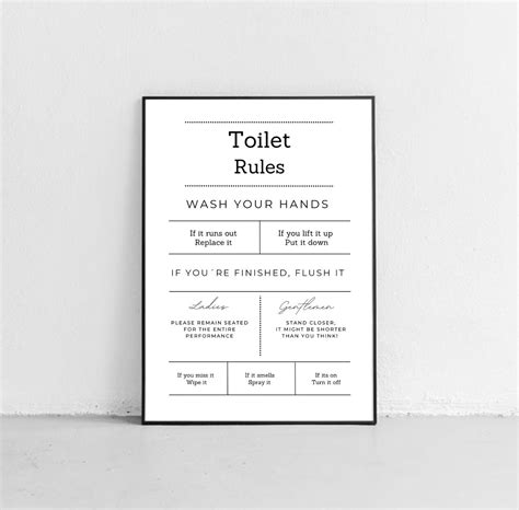 Toilet Rules Poster Print Selv Nathaliefli