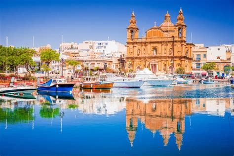 Malta, Msida Marina in Valletta Stock Photo - Image of cathedral, coast ...