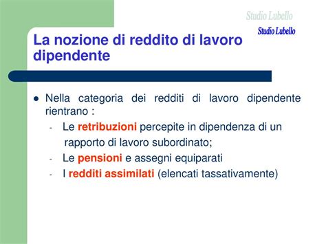 I Redditi Di Lavoro Dipendente Ppt Scaricare