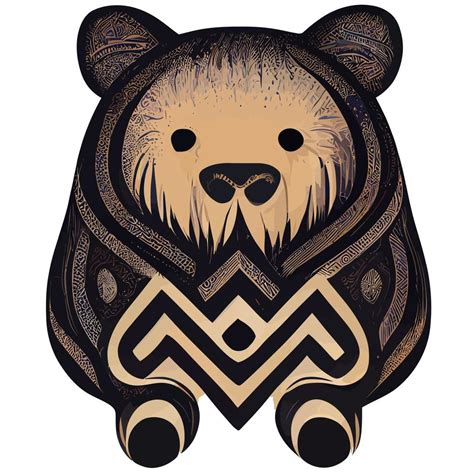 Vector De Ilustraci N De Oso Pardo Aislado En Blanco Con Estilo Tribal