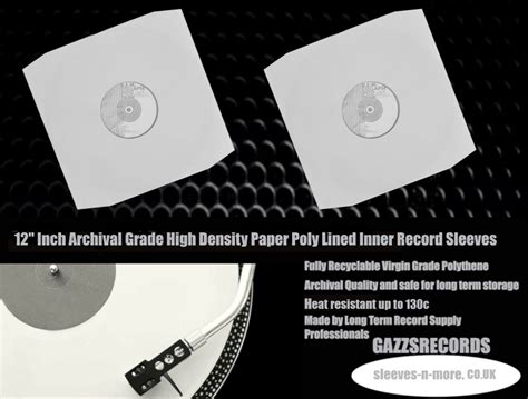 50 12″ Inch White Paper Polylined Vinyl Inner Record Sleeves Sleeves N More