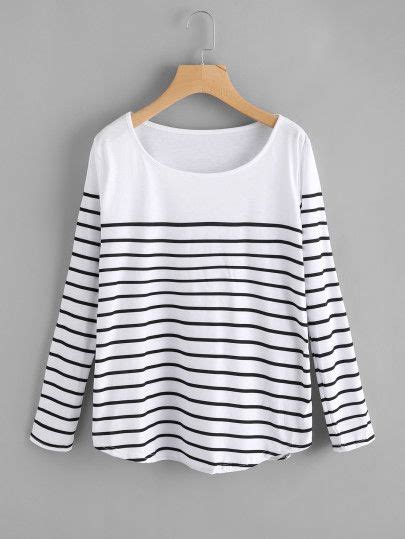 Shop Striped Loose T Shirt Online SheIn Offers Striped Loose T Shirt