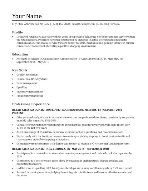 Retail Sales Associate Resume Templates And Examples For 2024