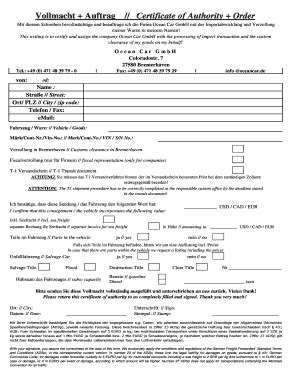 Vollmacht Form Fill And Sign Printable Template Online