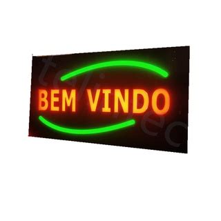 Painel Led Letreiro Luminoso Placa Aviso Bem Vindo Shopee Brasil