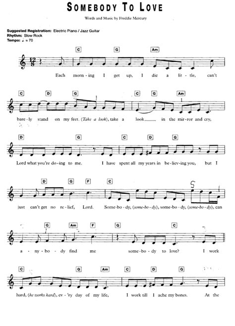 SOMEBODY TO LOVE Sheet music | Easy Sheet Music